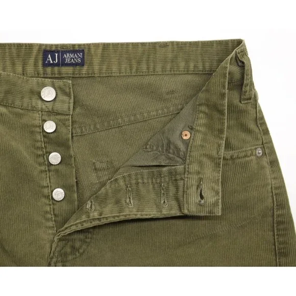 Armani Jeans Men's Simin T Vintage Corduroy Straight Leg Jeans Green Sz 33X33 - Picture 4 of 15